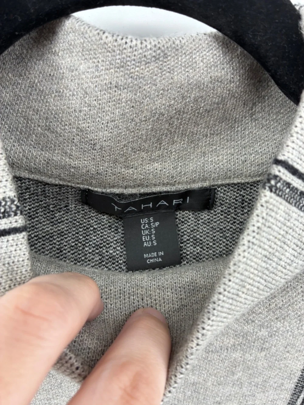 Relaxed Mock Neck Windowpane Sweater - Light Gray - Picture 4 of 9